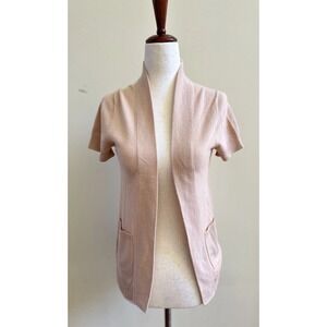 J CREW 100% Cashmere Short Sleeve Cardigan Sweater Pink Shawl Collar NWT Women S